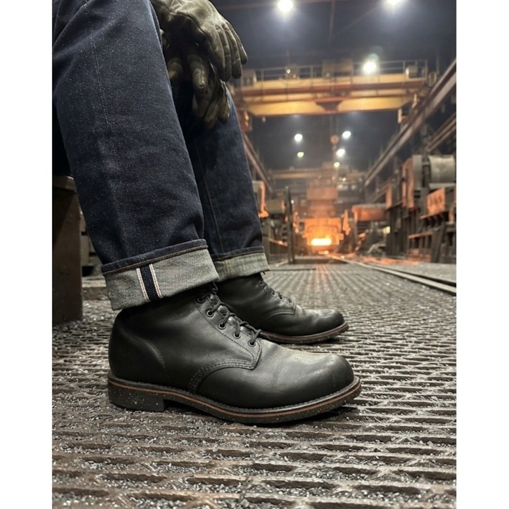 Vintage L L Bean x Chippewa Kathadin Engineer Boot Plain Toe Mens Sz 11.5D Black